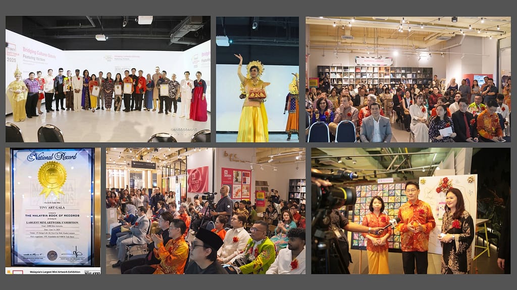 Tiny Art Gala exhibition showcase featuring miniature artworks, artist participation, installation displays, and curated visual presentations from the international mini art exhibition in Malaysia.