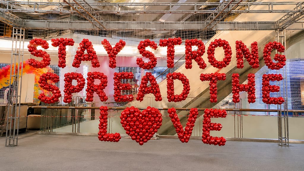 Malaysia Book of Records project “Stay Strong Spread the Love” 3D perceptual art installation featuring immersive typographic visual design