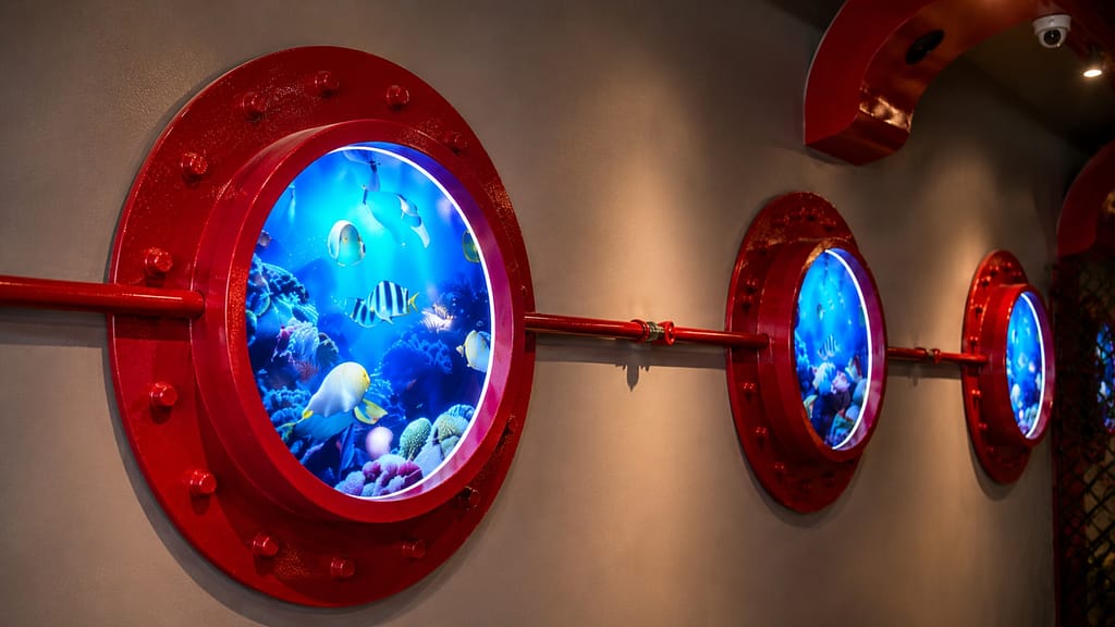 Submarine Scorpene II Restaurant exterior branding design and immersive submarine-themed restaurant concept in Kuala Lumpur Malaysia