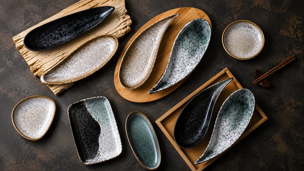 Authentic Japanese Ceramic Cups and Restaurant Tableware by Leletableware Malaysia Authentic Japanese ceramic cups and tableware collection displayed on wooden serving tray — imported Japanese diningware and restaurant tableware supplied by Leletableware, Malaysia wholesale Japanese ceramic supplier, branding project by Serah Siew