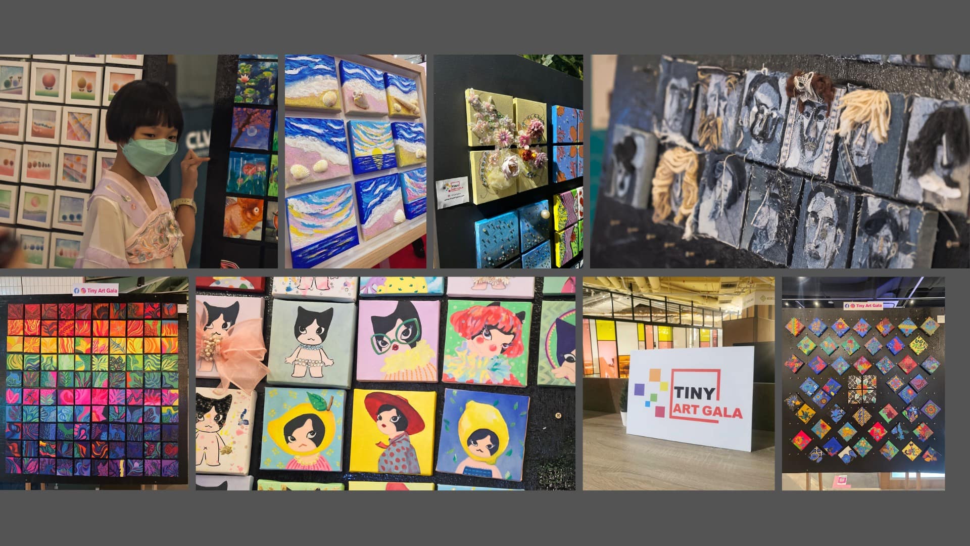 Tiny Art Gala exhibition showcase featuring miniature artworks, artist participation, installation displays, and curated visual presentations from the international mini art exhibition in Malaysia.